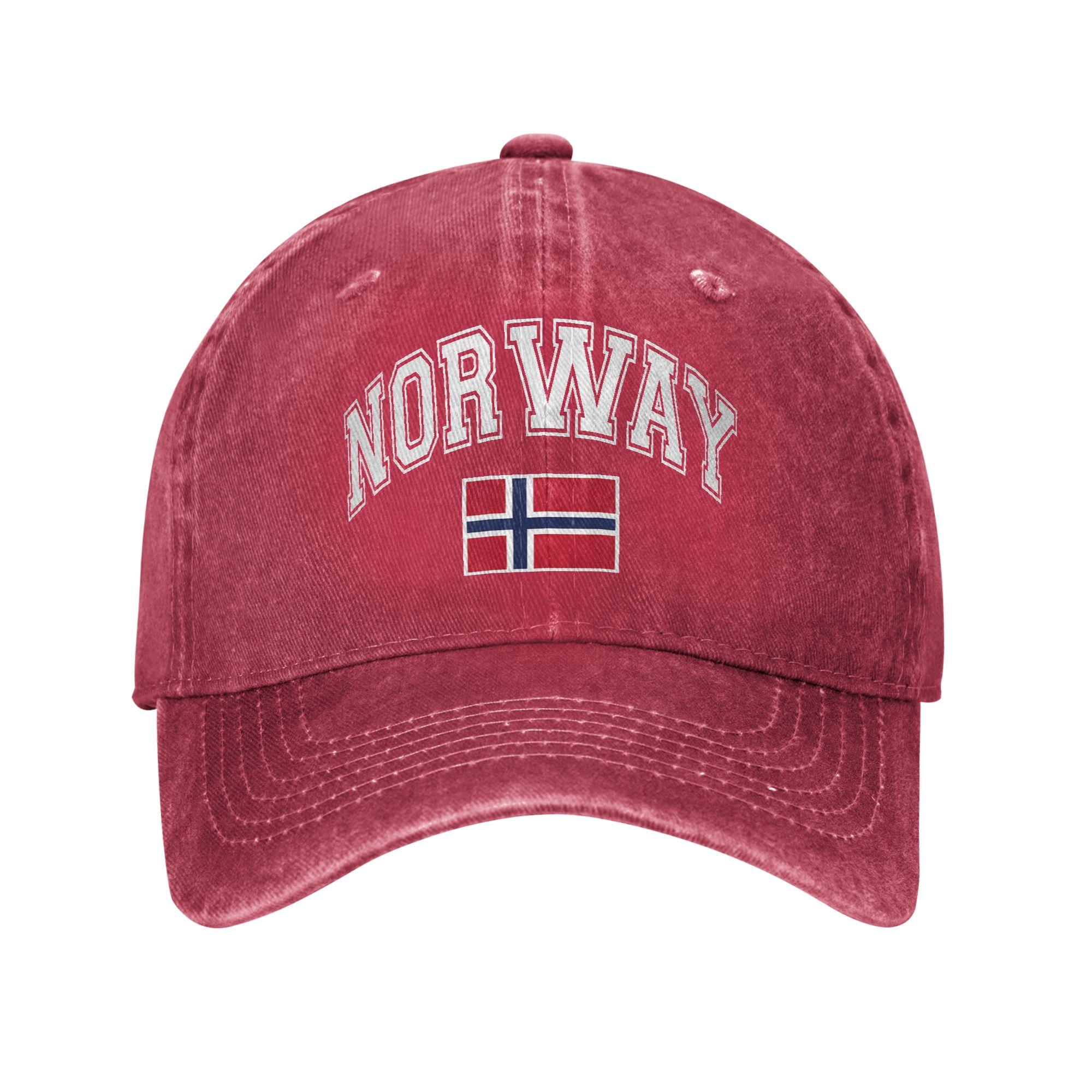 Norway Norge Norwegian Flag Baseball Cap Classic Distressed Washed Snapback Cap Unisex Style Workouts Adjustable Hats Cap One Size