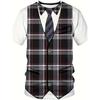 Men's Casual Suit Tie Print T-Shirt Tops Short Sleeve Crew Neck Men's Round Neck T-shirts New In Mens Cosplay Party Tee Shirts