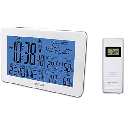 Weather Station - DENVER - WS-530WHITE - Digital Thermometer Hygrometer - Weather Forecast - Lunar Phase