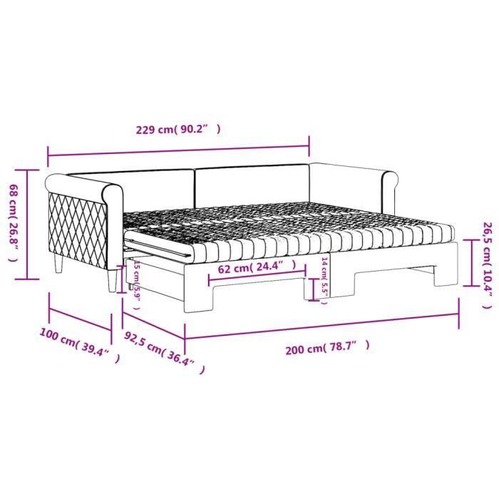 VidaXL Daybed with Trundle and Mattress Light Grey 90x200cm Velvet 3197795
