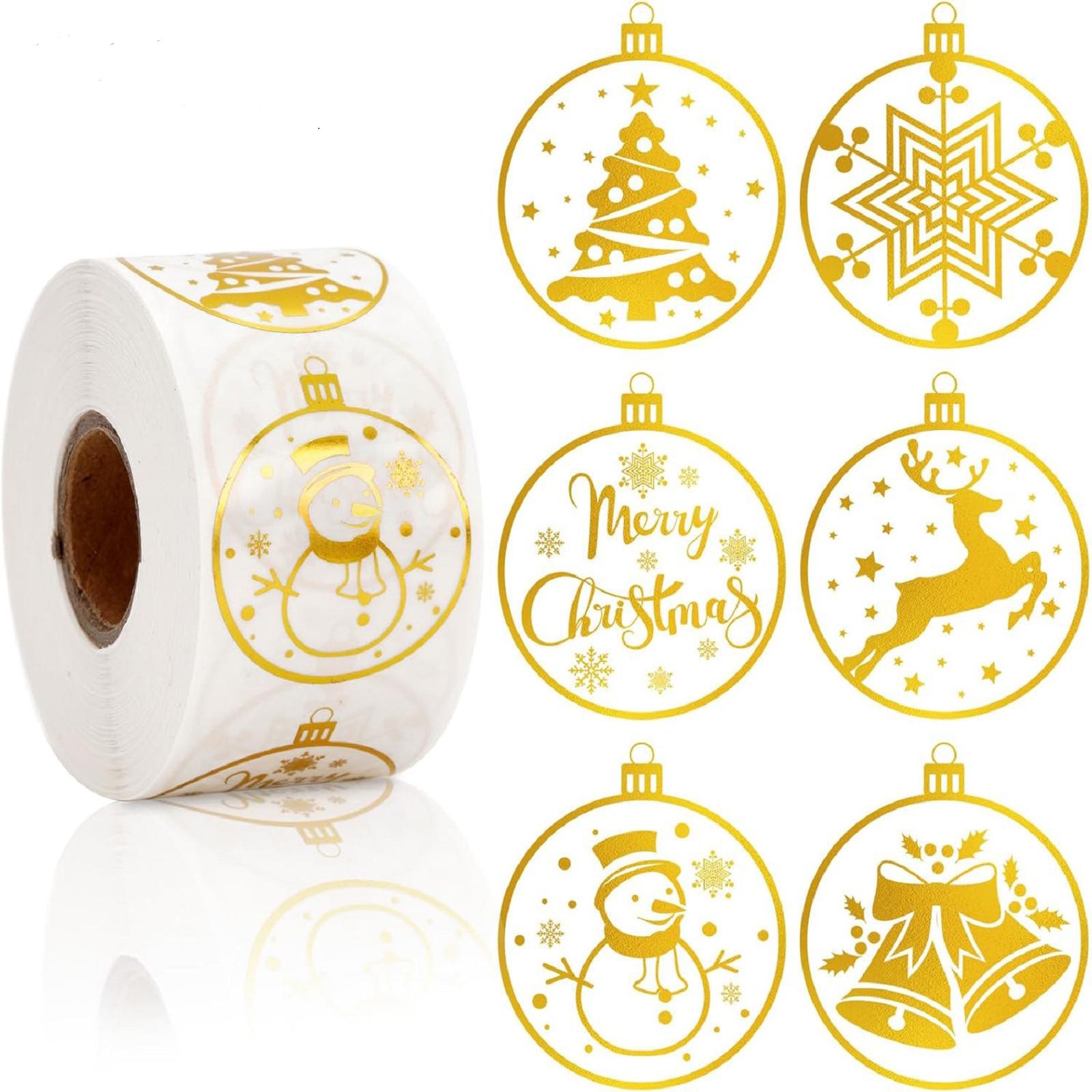 

Christmas Sticker 500 PCS Transparent Gold Foil Snowman Snowflake Tree Reindeer Festive Envelope Card Decoration Set One Size золотий