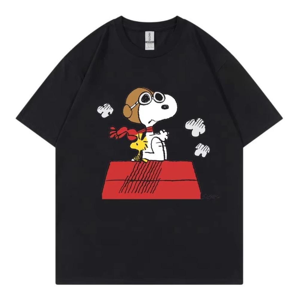 

Snoopy Black Women T-shirt Summer 2026 New Short Sleeve Men Women Tee Shirt Tops Cartoon Anime Couple Clothing Tops M