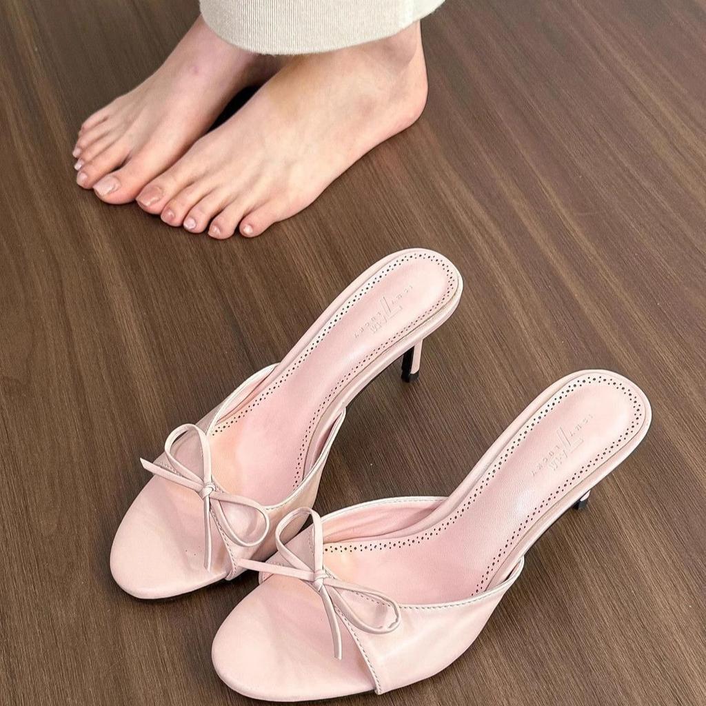Women's Muller Slippers 2025Summer New Womens High Heel Sandals Elegant Temperament High-heeled Slides for Women Open Toe Slides