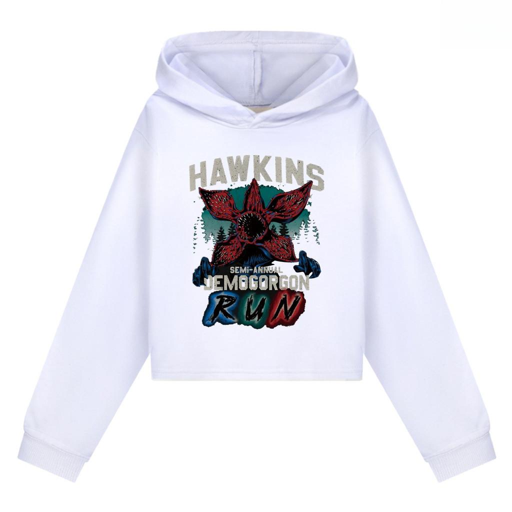 5383 Kids Girls Demogorgon Printed Long Sleeves Hoodies Hooded Sweatshirt
