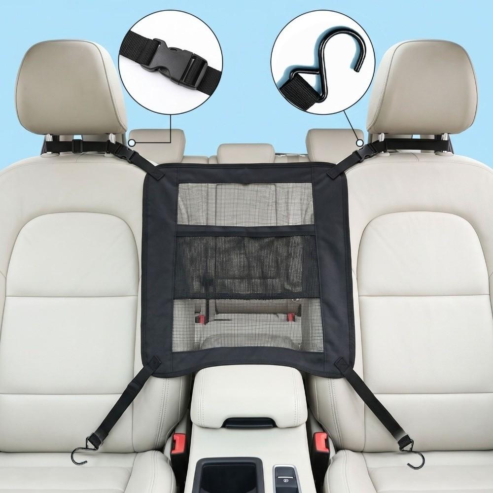 Adjustable Rear Seat Protective Railing Elastic Car Seat Storage Net  Pet Restraint
