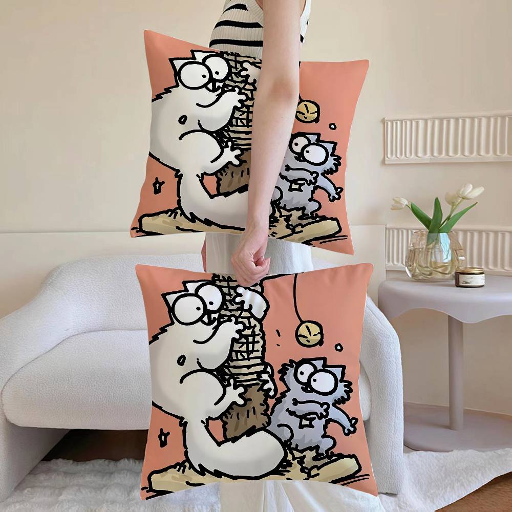 

Kawaii S-Simons Cat B Cushion Cover Pillow Case Sofa and Living Room Decorative Cushion Covers Dust-proof and Mite-proof 12x12Inch