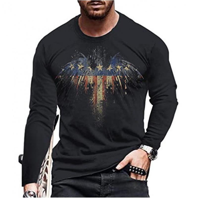 2024 New Long Sleeved T-shirt Round Neck Pullover 3D Digital Printed Men's Clothing