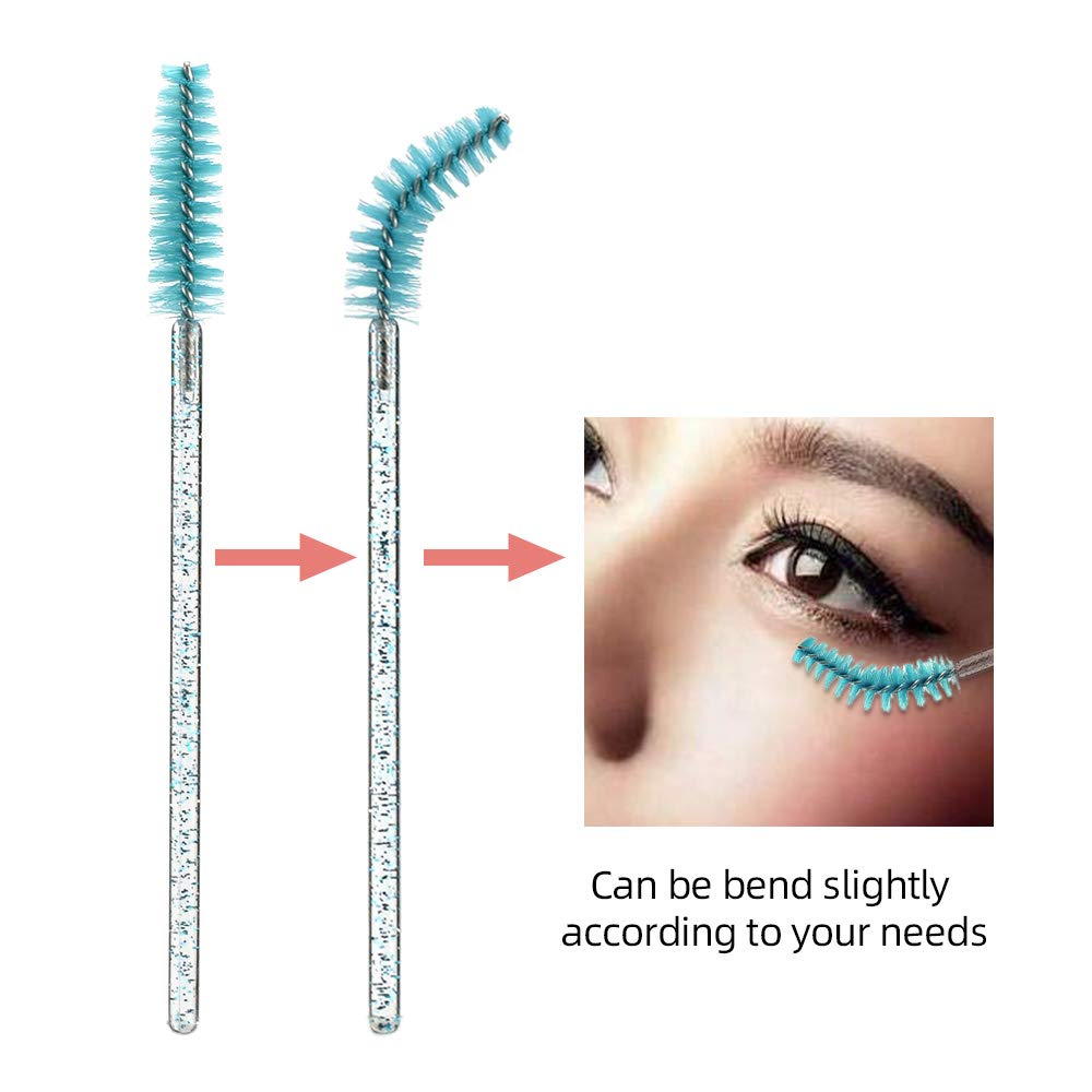 ATOMUS 300pcs Mascara Disposable Eyelash Applicators with Crystal Handles for Eyelash Extensions Wands, (6 Colors)
