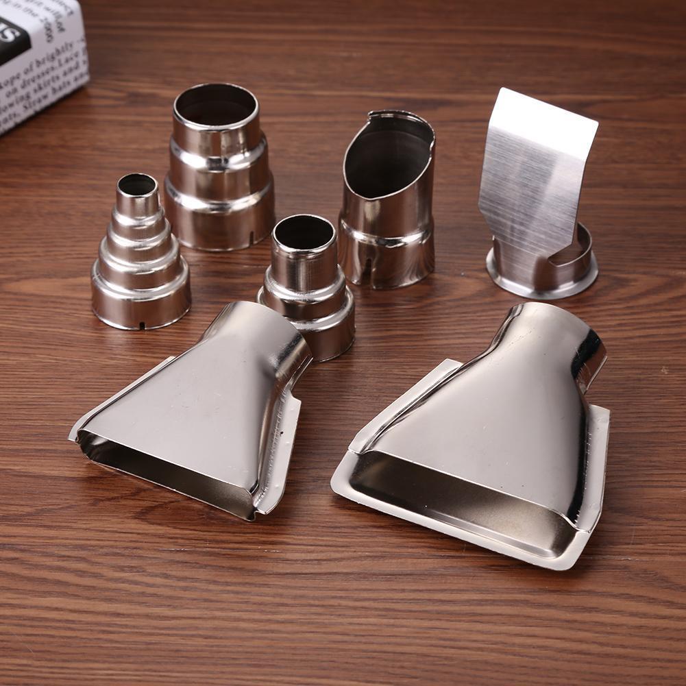7Pcs Heat Gun Air Nozzles Kit Stainless Steel Hot Air Gun Nozzles Air Outlet Diameter 35mm Heat Gun Mouth Tips Industrial Tools