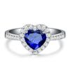 Zafiro Gemas Anillos de Cristal Azul para Mujer Corazón de Amor Oro Blanco Color Plata Zirconia Diamantes Joyería Bijoux Bague Regalo