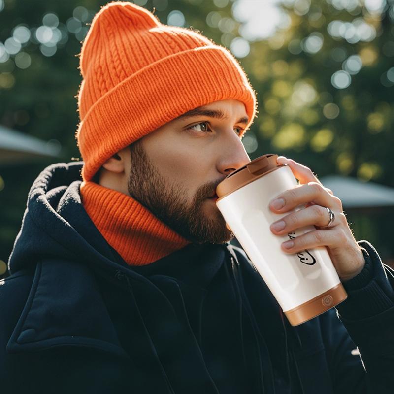 Red 350ML Stainless Steel Thermo Bottle Home And Kitchen Thermal Water Bottle Portable Electric Mixing Coffee Thermal Mug