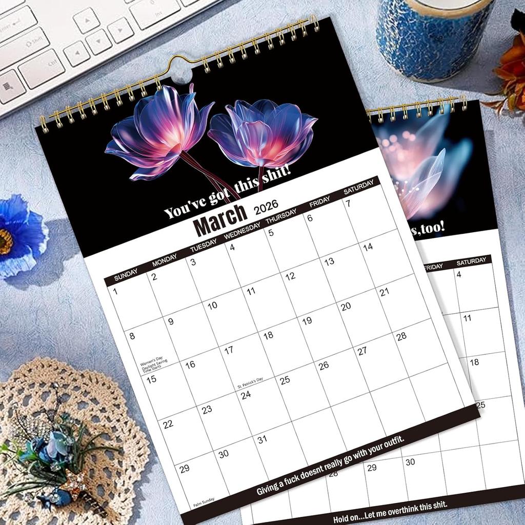 Fu-ck It 2026 Calendar for Tired Women, 2026 Fu-ck It Wall Calendar for Tired Women, Humor Hanging Month Calendar,Hanging Calendar for Home