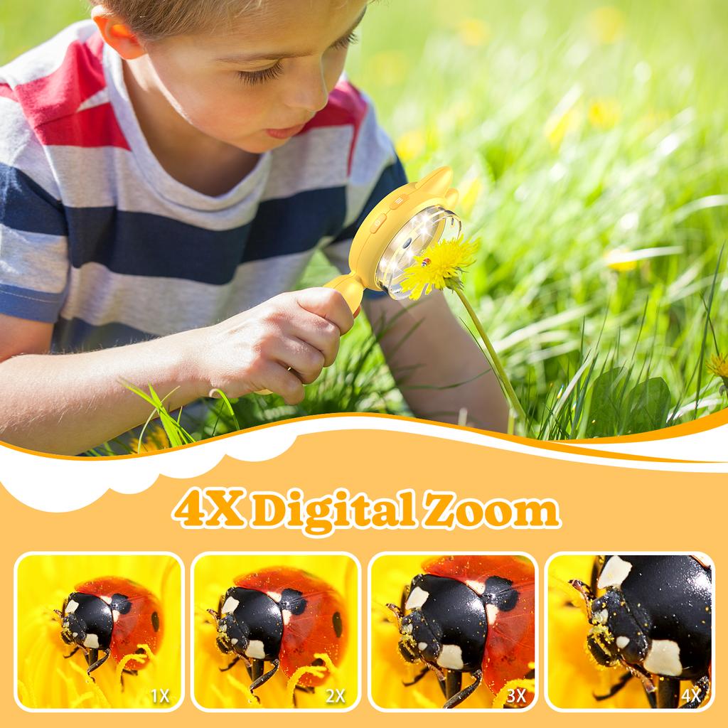 Magnifying Glass for Kids 100X Handheld Microscope with 2" LCD Scrren Kids Magnifer with 8 LEDs,Christmas Birthday Gifts for Kid