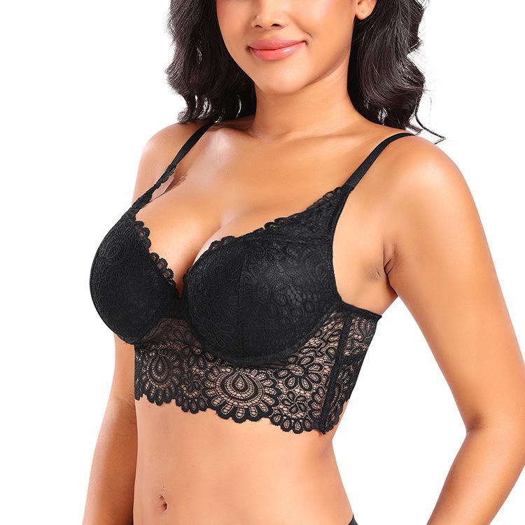 

High Support Body Shaping Tank Style Bra, Plus Size Lace Beauty Back Shaping Lingerie for Large Bust Women S чёрный