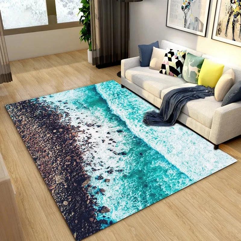 Beautiful Coastline Scenery Carpet for Living Room Bedroom Nursery Room,Outdoor Patio Garden Yard Decor Area Rug,Home Decor
