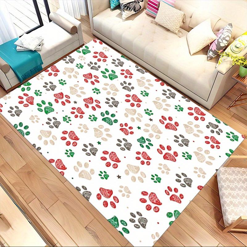 1pc Paw Prints Christmas Themed Rug for Home Decor, Non-slip Office Carpet, Chair mat, Outdoor Mat, Christmas and Halloween gifts-0731147