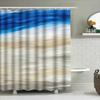 Blauer und weißer abstrakter Duschvorhang mit Strandszene zur Badezimmerdekoration Bedruckter Duschvorhang Wasserdichter Stoff Größe 180X200