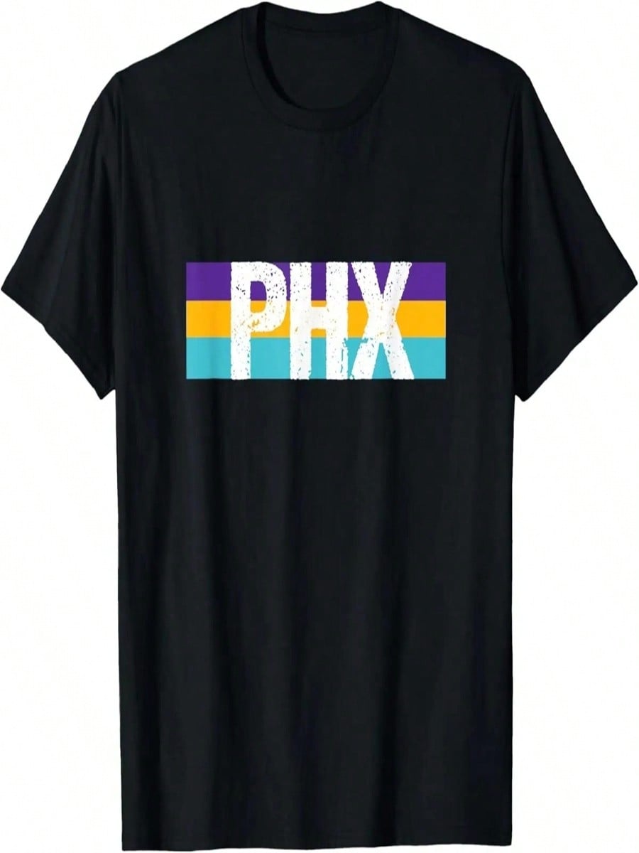 PHX Финикс Фиолетовый и Желтый_Бирюзовый 3-Буквенный Феникс Крутая Футболка S разноцветный