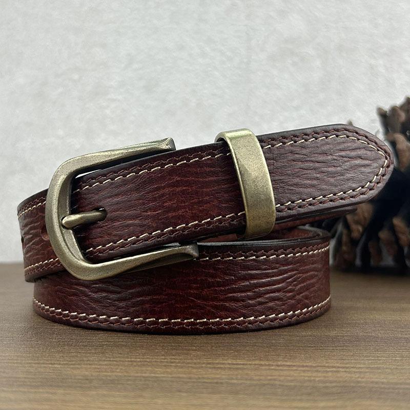 Handmade Retro Women'S Autumn And Winter Jeans Belt First Layer Cowhide High-End Fashion Leather Belt Style