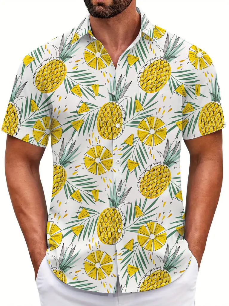 Summer Short Sleeve Flower Shirt Men'S Beach Large Size Casual 3D Digital Printing Men'S Shirt Tide