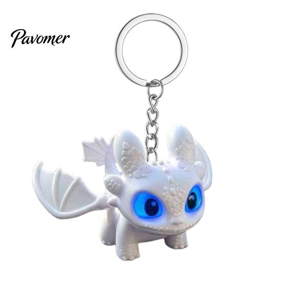 Detailed PVC Craft Statue Dragon Car Dashboard Ornament, Flapping Wings LED Flashing Eyes Keychain Glowing Eye Action Figure with Motion Sensor,