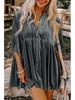 2025 Autumn Women's Solid Velvet Single-Breasted Pleated Long Sleeve Shirt - European and American Style