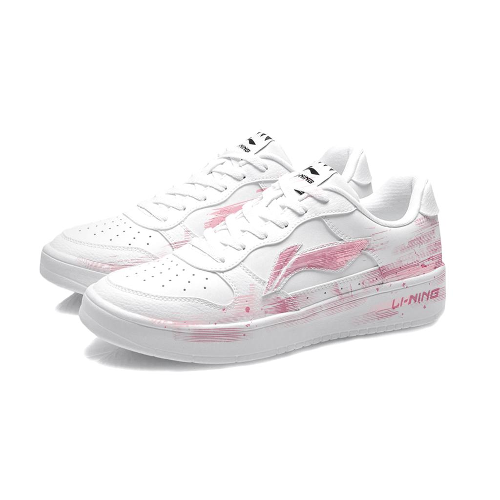Li Ning Floating Boat Slip Resistant Abrasion Resistant Low Top Skateboard Shoes Unisex Pink AGCS419-1(Team34- )