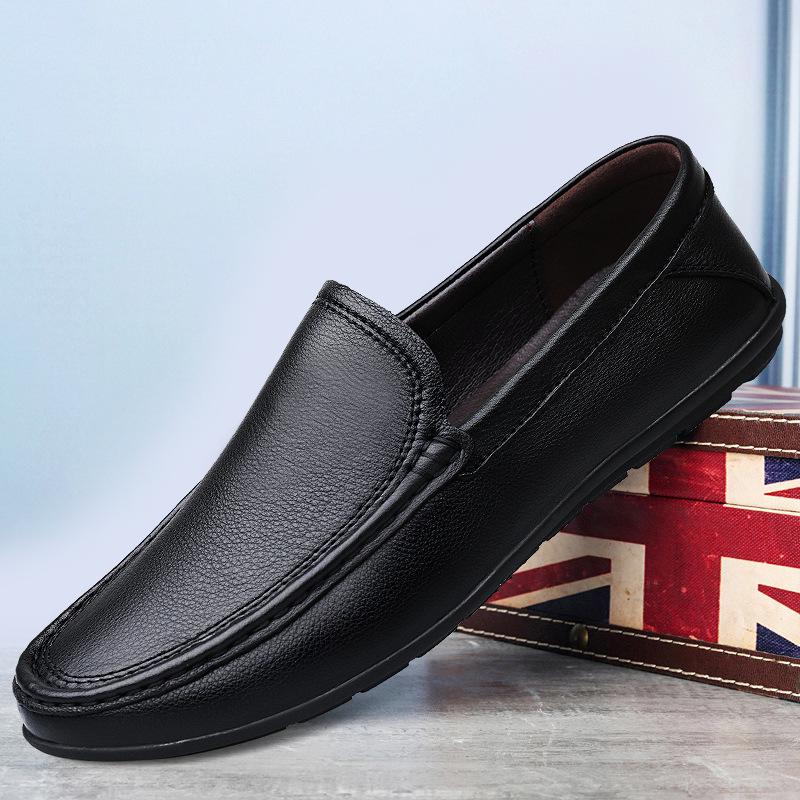 Men s Genuine Leather Slip-On Driving Shoes - Handmade Casual Cowhide Loafers. 41