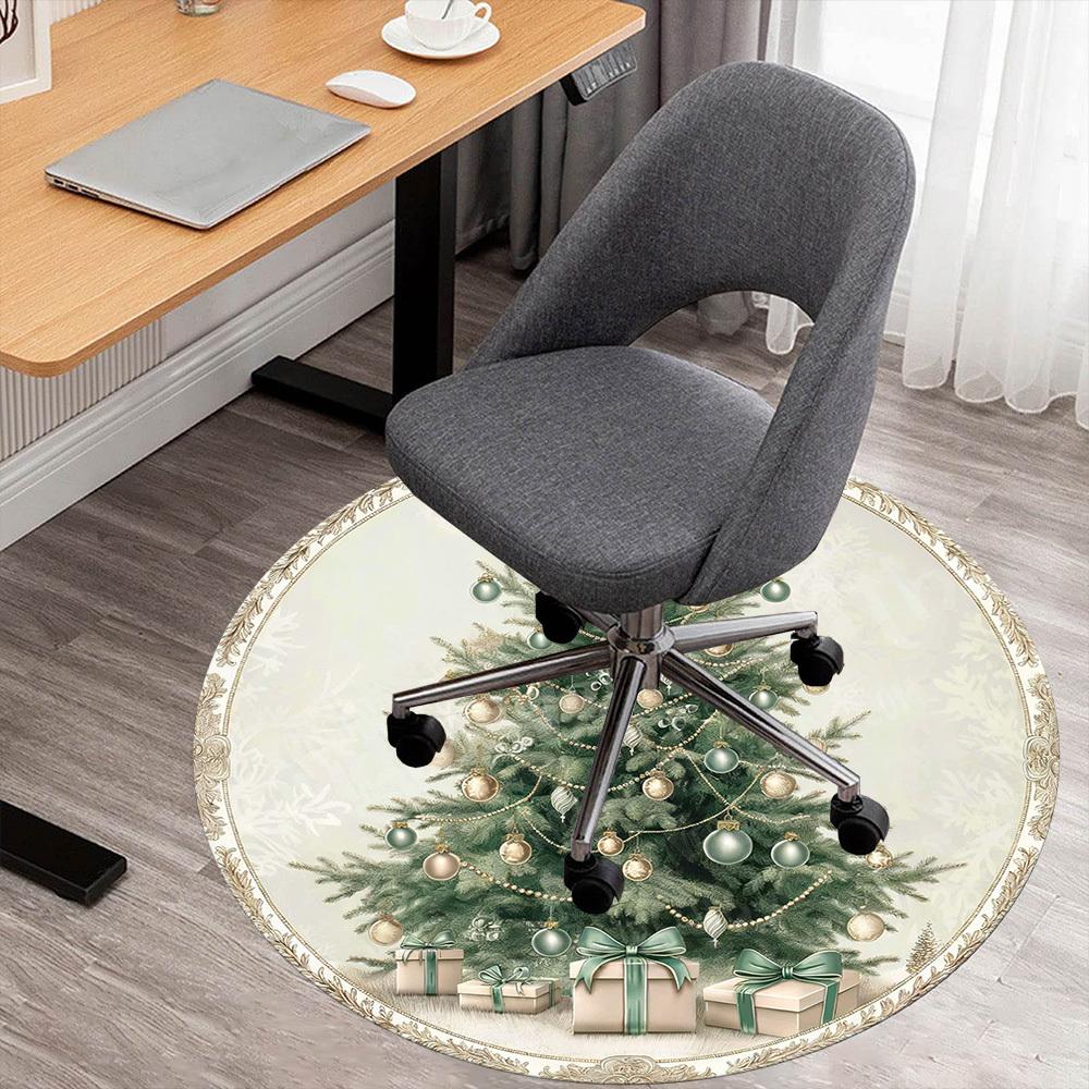1PC Christmas tree Office Round Area Rug, Under Office Chairs Bedroom Living Room Home Decor, Carpet for Office -1110043