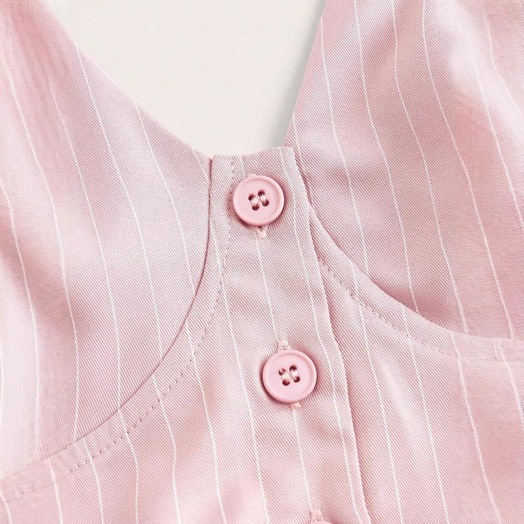 JKASHDK Damenmode Casual Sommer Frühling Streifendruck Ärmellose V-Ausschnitt Blusen & Hemden