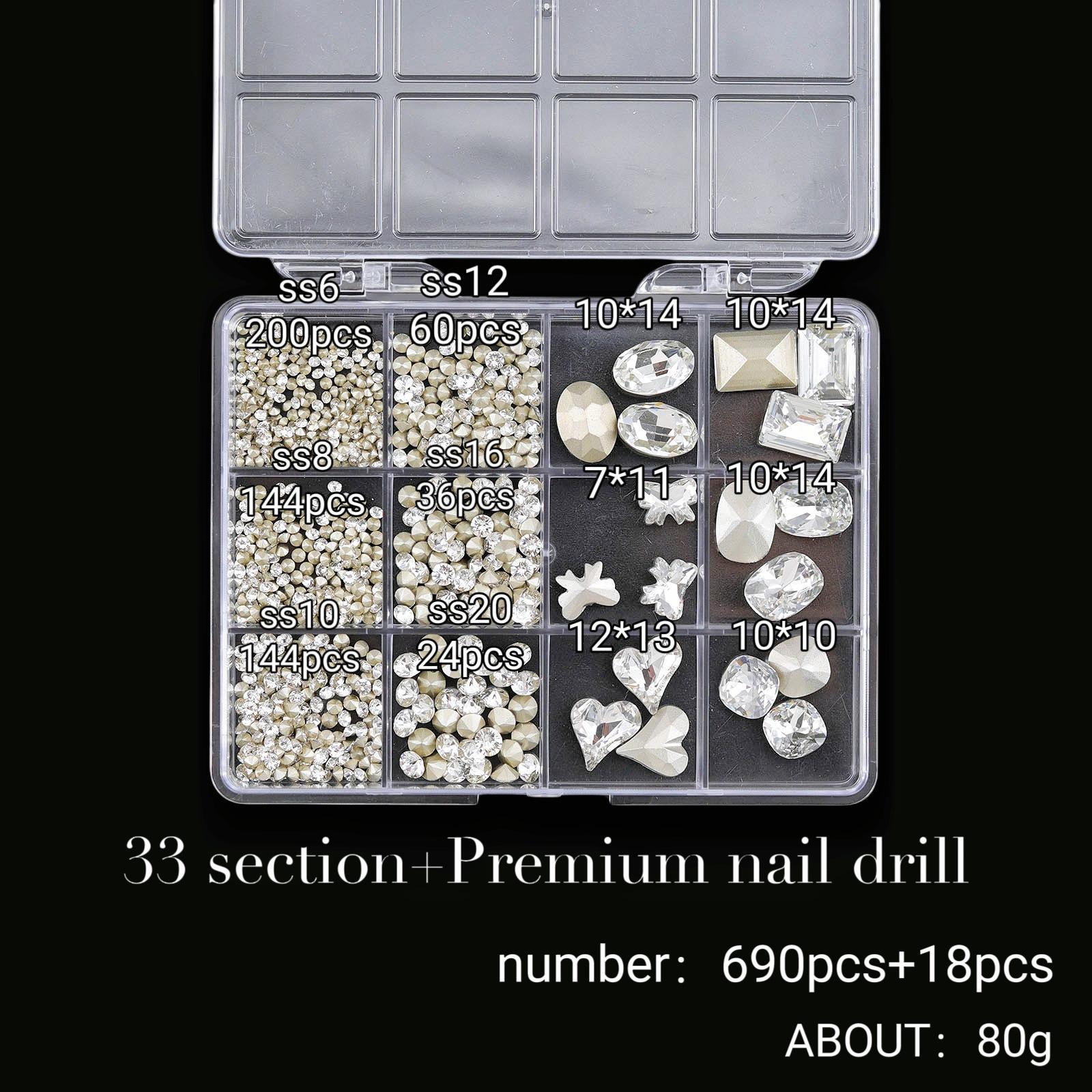 

Набор украшений для дизайна ногтей из 12 сеток со стразами для дизайна ногтей с плоским дном и бриллиантами особой формы 12 grid square box