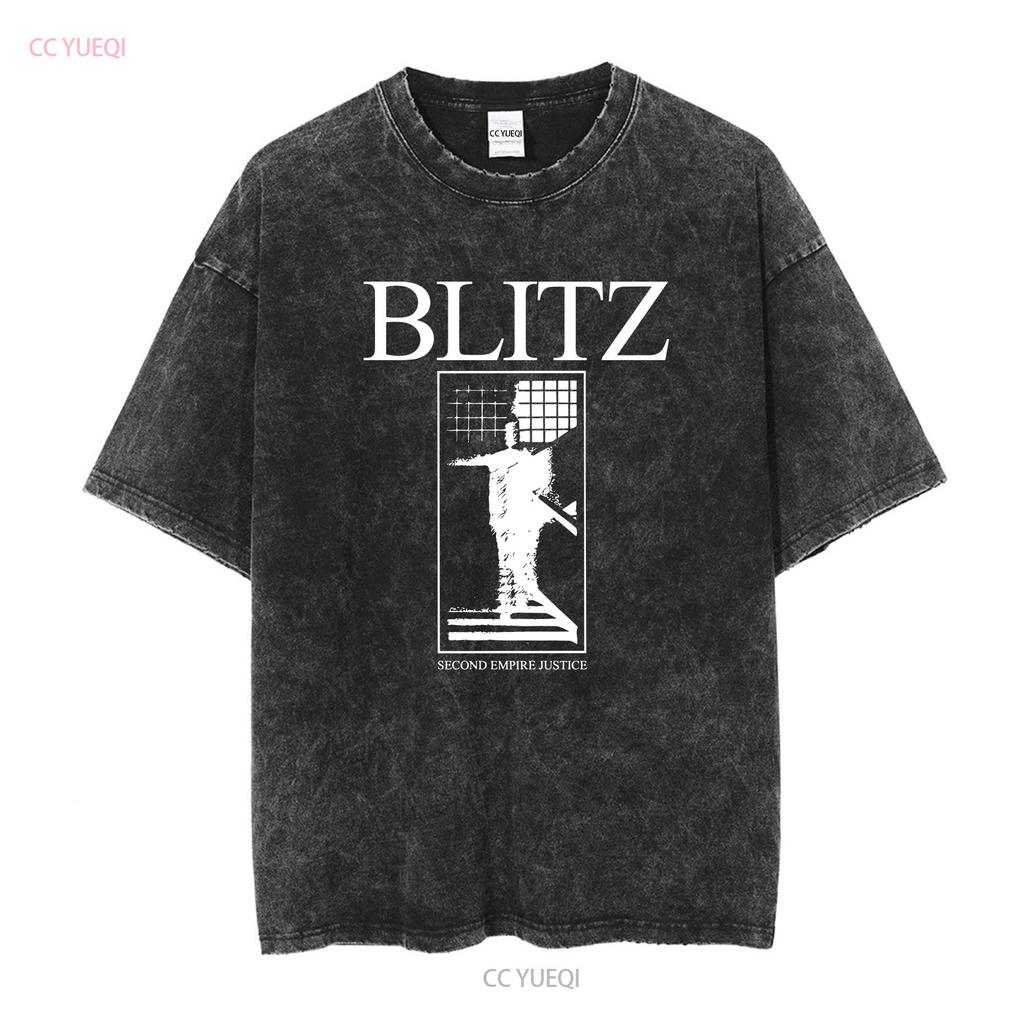 Blitz Second Empire Justice T Shirt rock band TE3531 vintage Washed Top For Everyday Wear Soft Versatile Casual fashion
