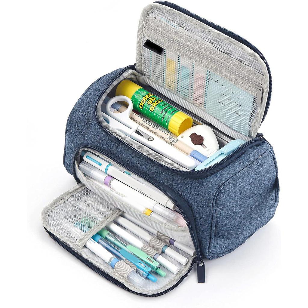 Multifunkční pouzdro na tužky Velkokapacitní dvouvrstvé pouzdro na pera Více přihrádek Plátěné pouzdro na pera pro studenty