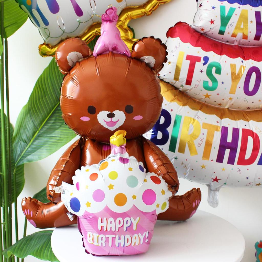 Colorful Large Birthday Cake Foil Balloon for Kids' Party Decoration and Photo Props