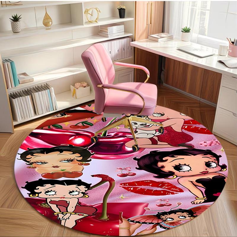 Betty Boop Print Round Rug, Washable Floor Carpet, For Entryway Dorm Laundry Room Office Study, Home Decor Birthday Christmas Gift