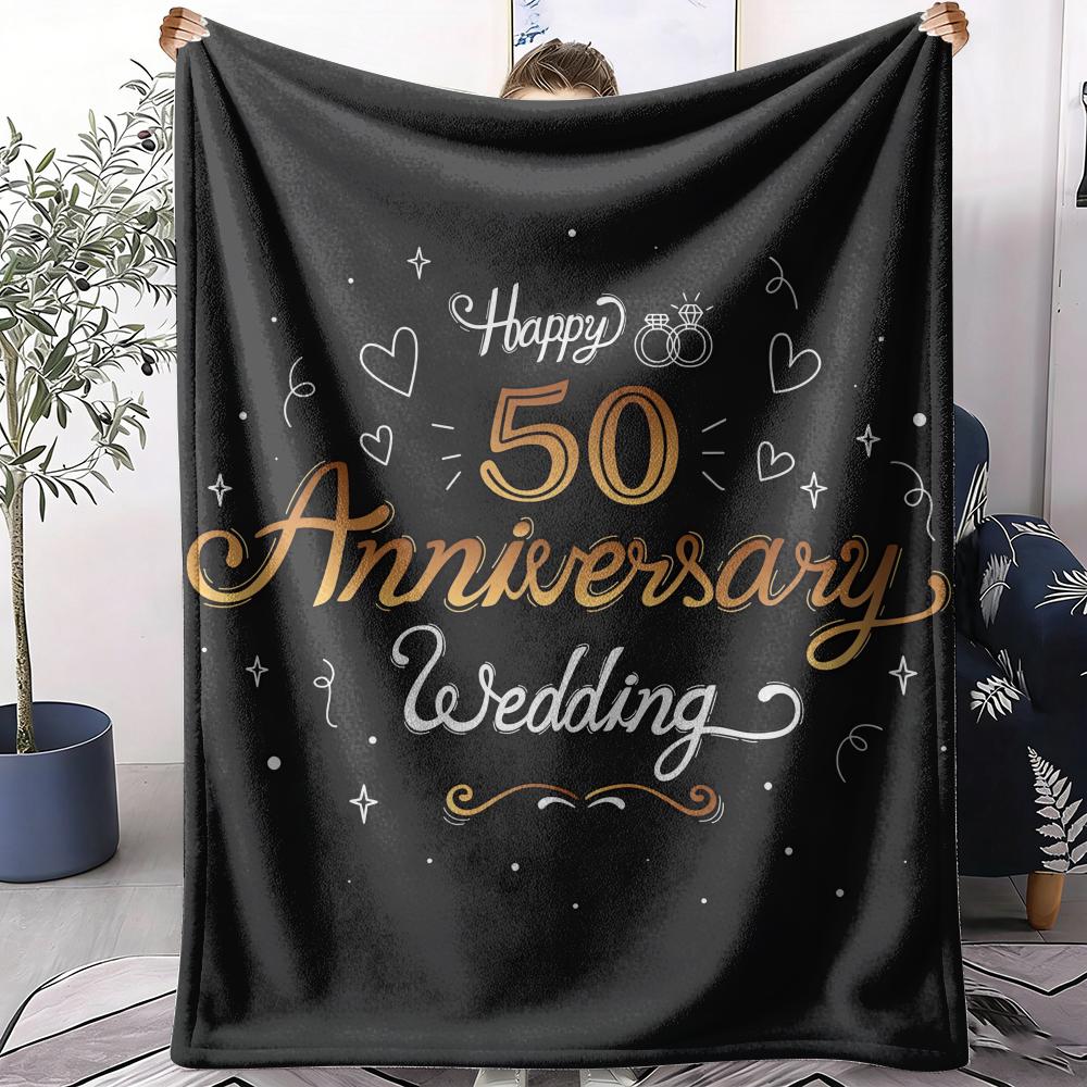 Happy Anniversary Throw Soft Flannel AC Blanket Lightweight Summer Nap Throw Cozy  Blanket for Sofa Bed Travel Home