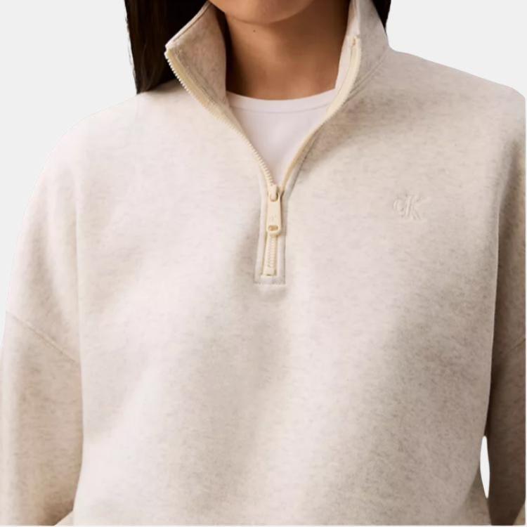 Calvin Klein Casual Soft Letter Embroidered Stand Collar Sweatshirt Women Sweatshirt Vanilla-Mix 40WL257-050