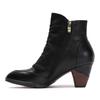 Johnature Patchwork Shoes Women Boots Genuine Leather Cloth Winter Retro Handmade Concise Round Toe Platform Boots