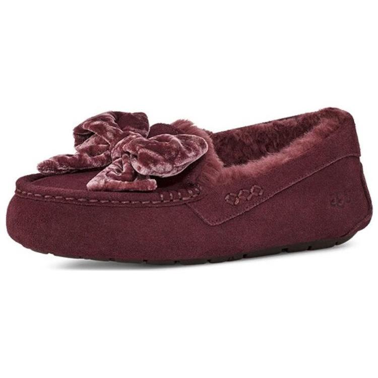 UGG Leisure Fluff Bow Mini Loafers 'Tan Velvet Black' Women's 1138650