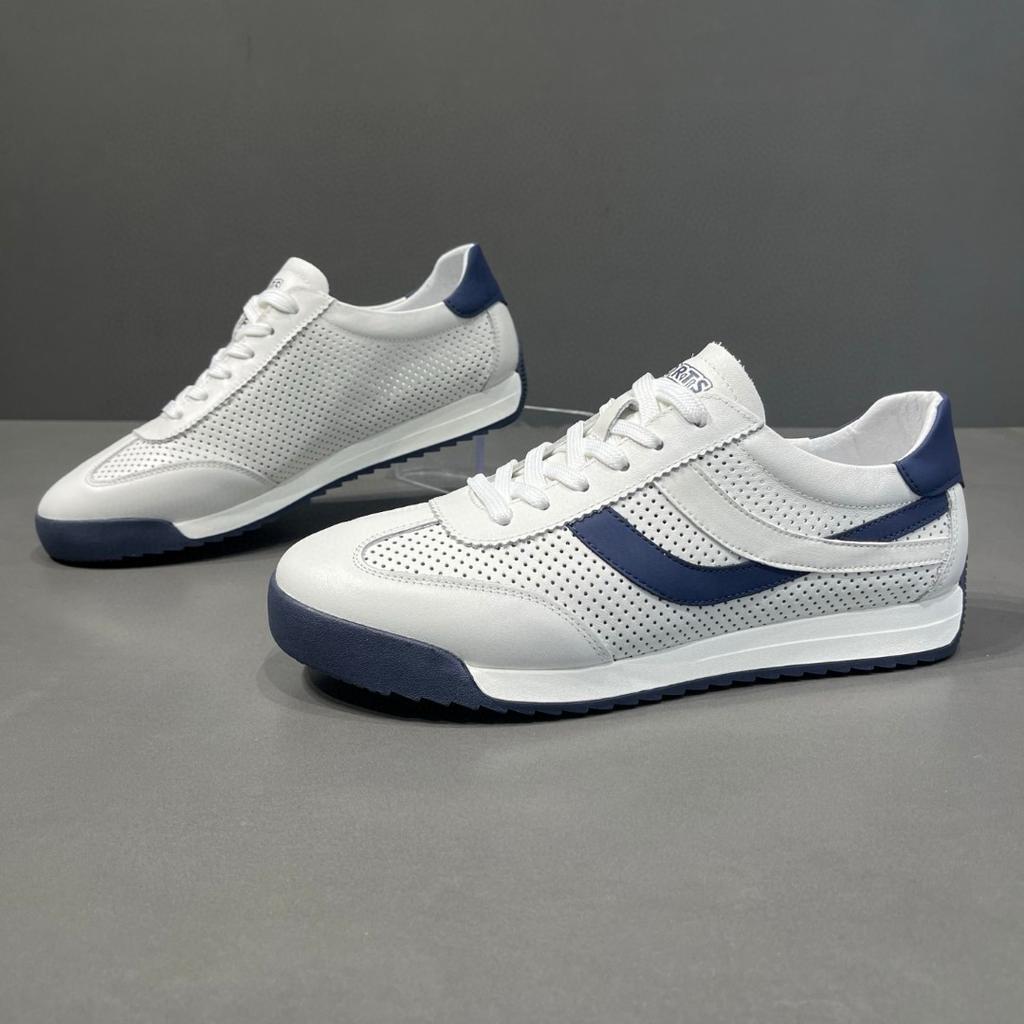 Men's Leather Forrest Gump Shoes Men's Shoes Hollow Breathable Casual Flat Shoes Versatile