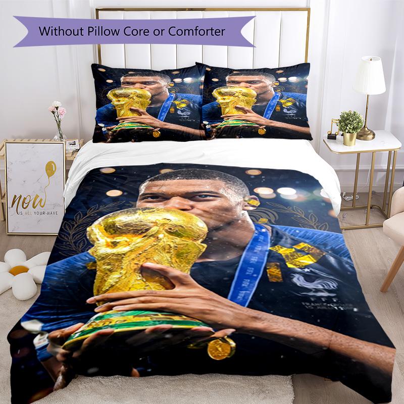 Mbappe Bedding Set Breathable Duvet Cover with Pillowcases Decorative Bed Linen for Bedroom Home Decoration Birthday Gift