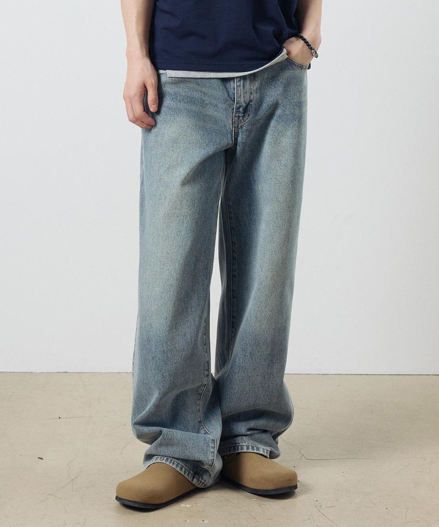 Dibsenseu Vintage Washed Wide Denim Pants D300