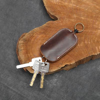 Genuine Leather Elastic Key Holder Retro Cow Leather Pouch Retractable Keychain Holder Case Bag