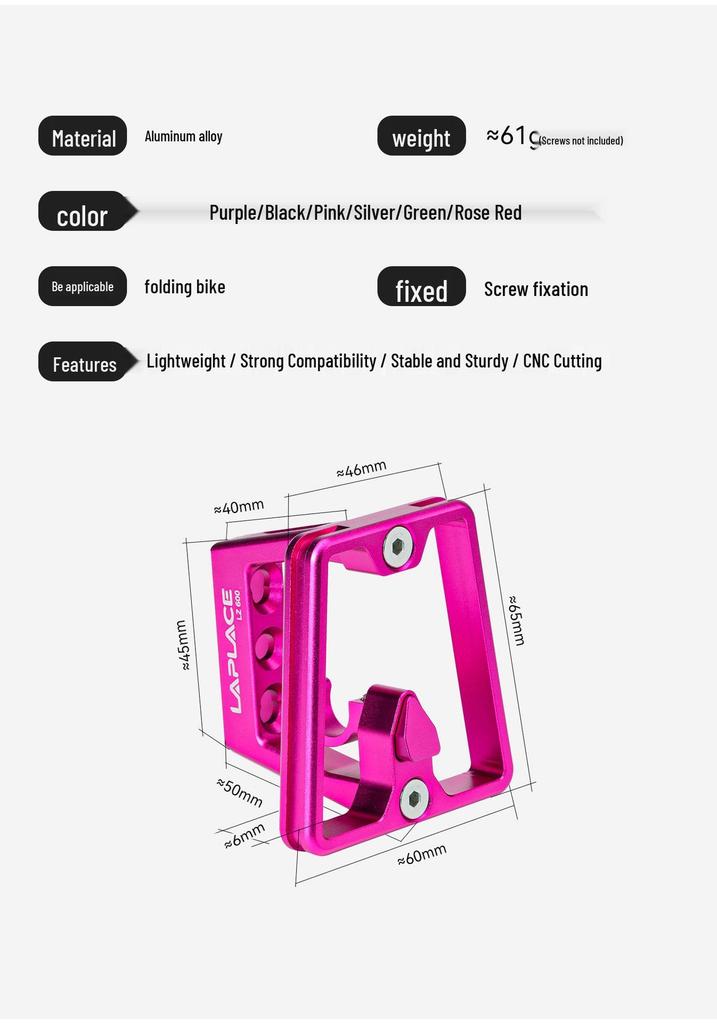 LAPLACE Front Rack Bike Bag for Dahon P10 - Three-Hole Pig Nose Seat Conversion Bracket.