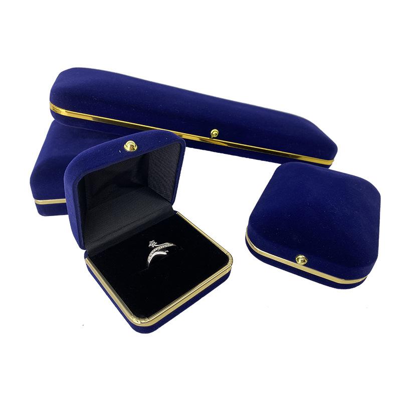 Xuhui gold edge velvet flocking cloth ring box pure color earring jewelry storage box jewelry jewelry packaging box