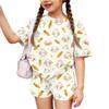 Kids Casual Short Sleeve Top and Shorts Set Animal Print Lightweight Breathable Soft Fabric Comfortable Fit Summer Outfit for Boys and Girls