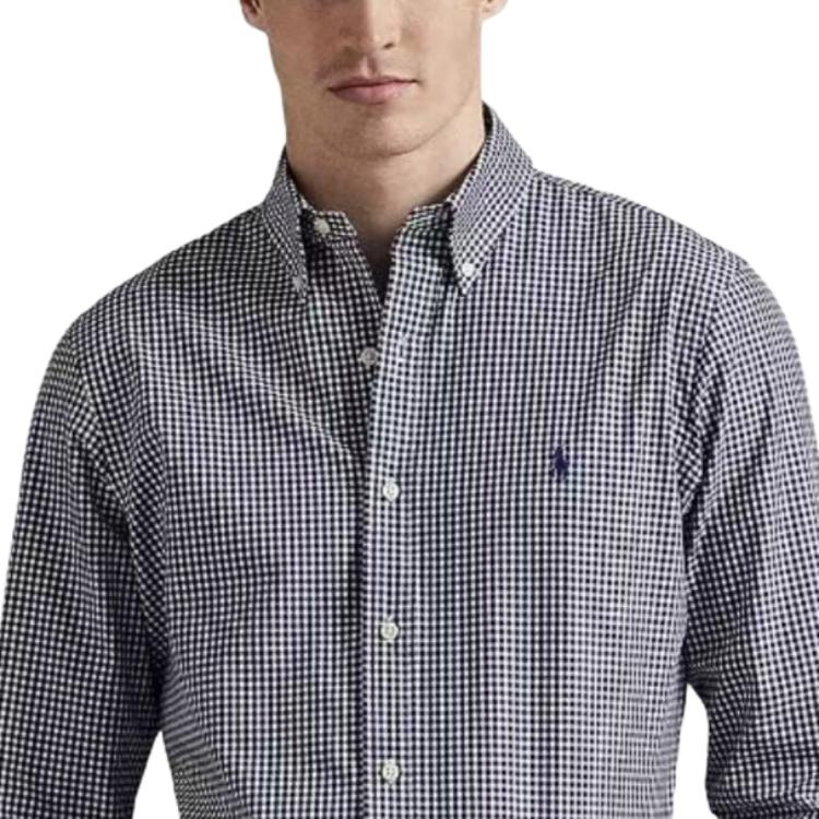 Polo Ralph Lauren Logo Embroidered Plaid Single-Breasted Collar Long Sleeve Shirt Slim Fit Men shirts 710929345-021