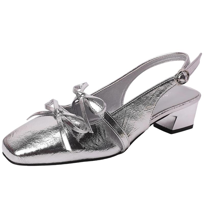 Versatile flow square head bow word with bag head sandals women's new light mouth with skirt sandals