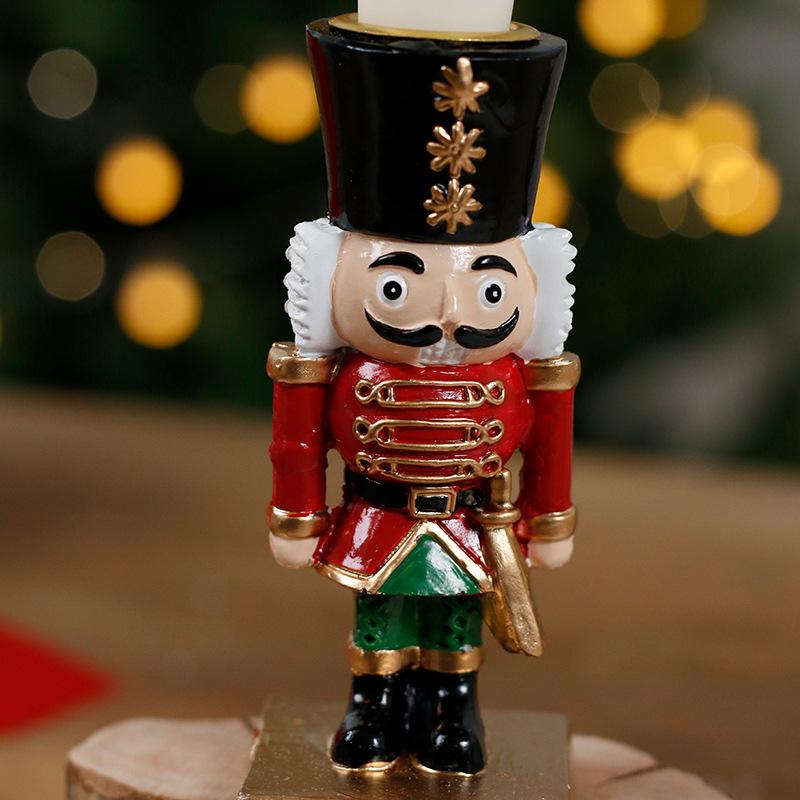 Christmas Decorations - Nutcracker Resin Candlestick - Home Desktop Ornament