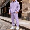 Men's Color Hoodie and Jogger Pants Set with Elastic Waist and Cuffed Ankles for Casual Wear